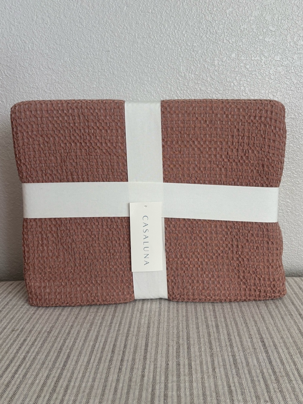 NWT Full/Queen Textured Waffle Coverlet Brown - Casaluna